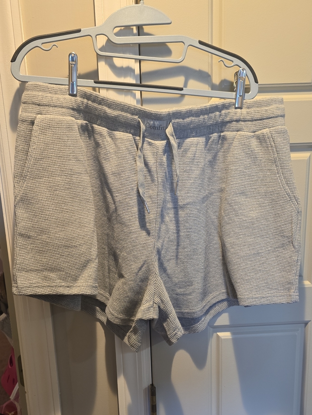 COMFRT UNISEX  Light Gray Waffle Knit Shorts